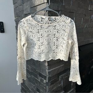 LC Lauren Conrad Cropped Lace Blouse